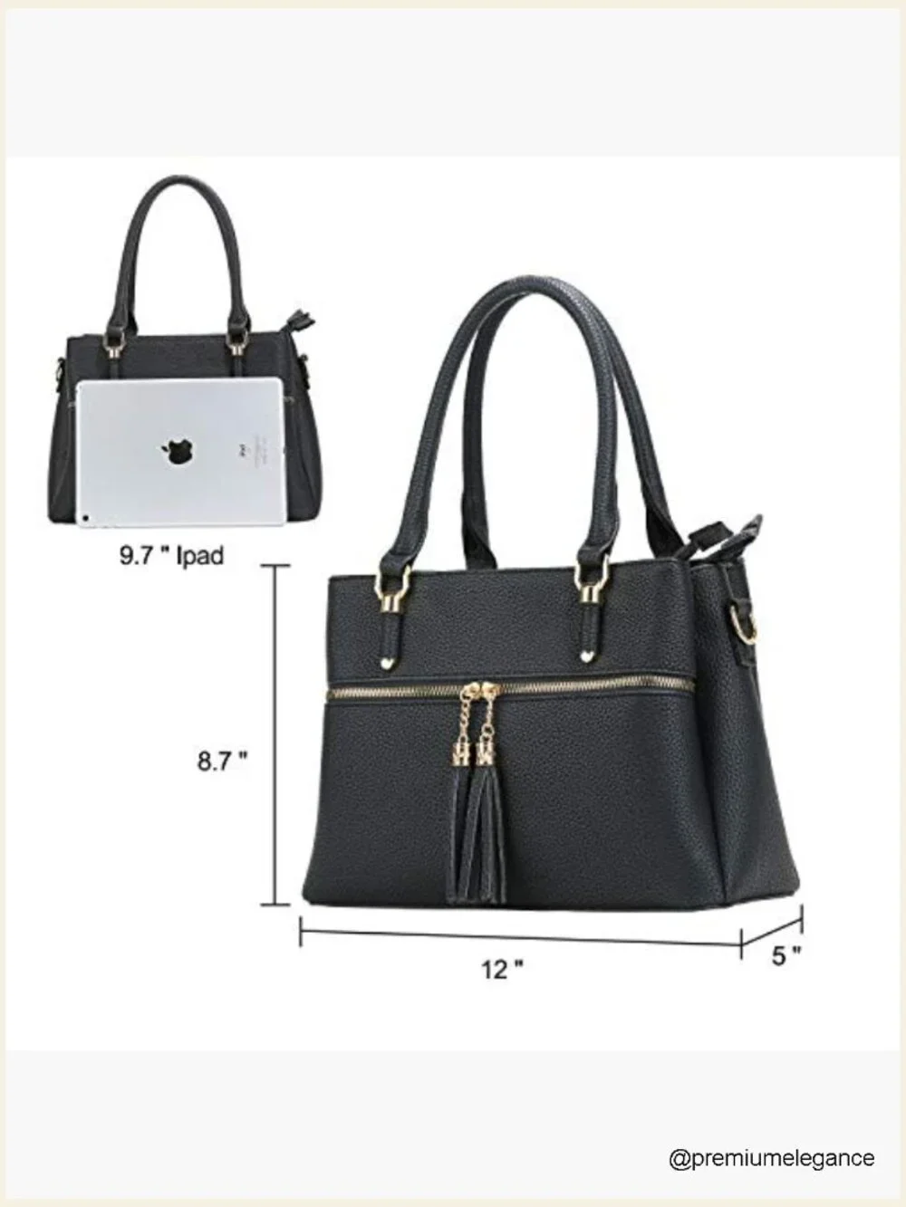Medium Satchel Shoulder Handbags with Zipper Pockets, Leather Crossbody Purse